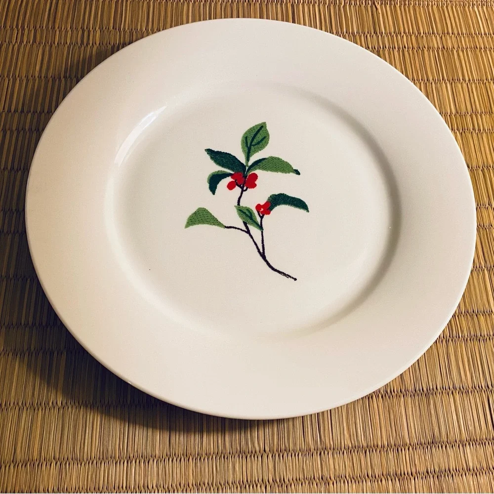 Crate and Barrel Salad Dessert Plates Set of 3 Sprigs Plates Botanical Plates